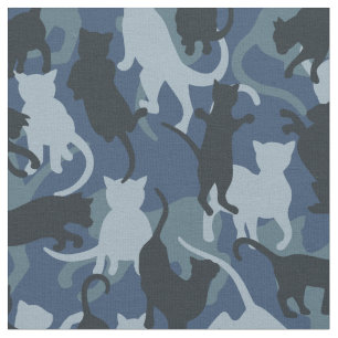 Cats Navy Camouflage Fabric