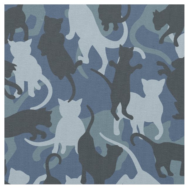 Cats Navy Camouflage Fabric (Close Up)