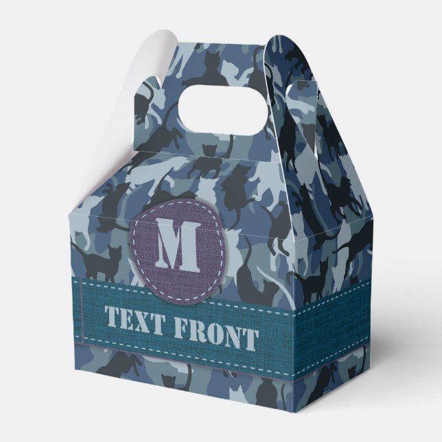 Cats Navy Camouflage Favour Box (Front Side)
