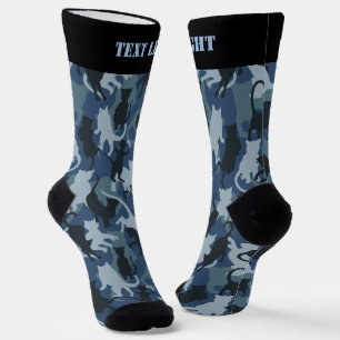 Cats Navy Camouflage Pattern Socks