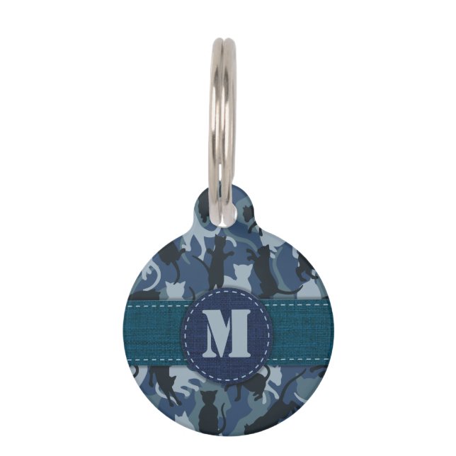 Cats Navy Camouflage Pet Tag (Front)