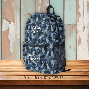 Cats Navy Camouflage Printed Backpack
