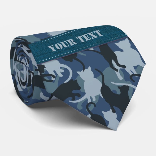 Cats Navy Camouflage Tie (Rolled)