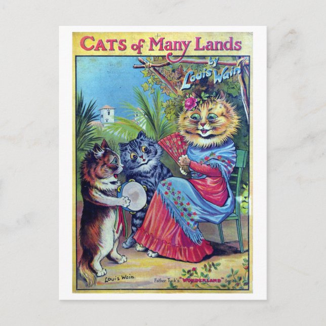 Cats of Many Lands - Louis Wain Holiday Postcard (Front)
