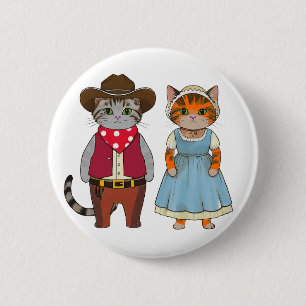 Cats of the wild west, historic western 6 cm round badge