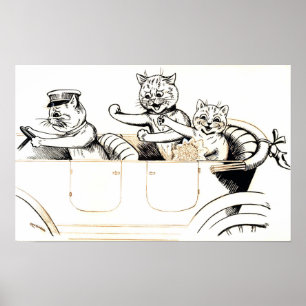 Cats Off On Honeymoon, Louis Wain Poster