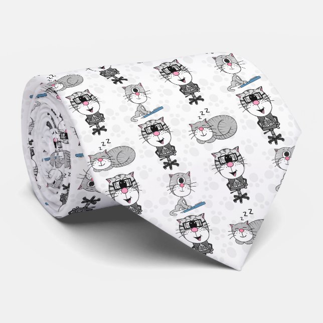 Cats Office Manager Coworker Funny Tie (Rolled)