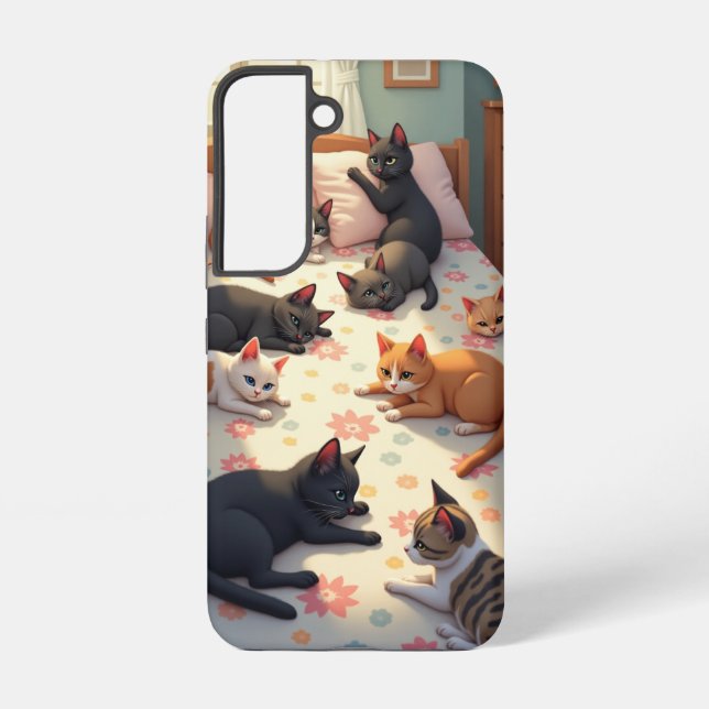 Cats on a Bed Samsung Galaxy S22 Case (Back)