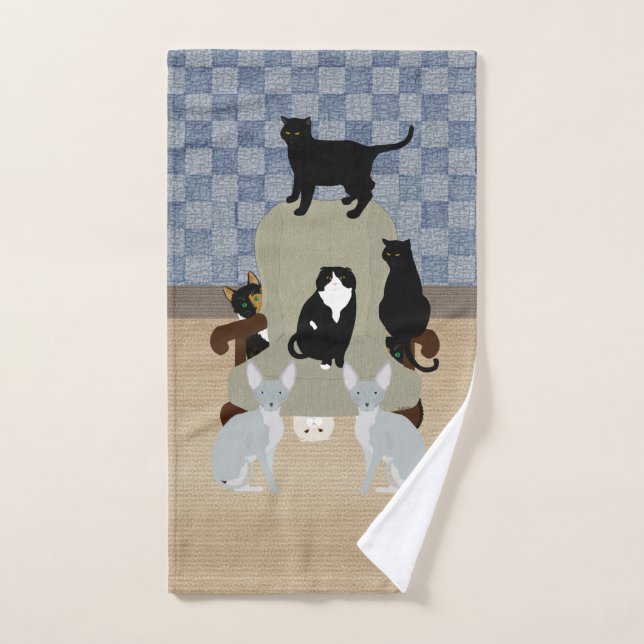 Cats on a Big Chair Hand Towel (Hand Towel)