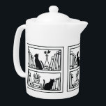 Cats On A Bookshelf<br><div class="desc">Cats On A Bookshelf Teapot</div>