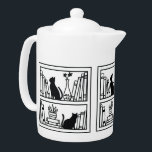 Cats On A Bookshelf<br><div class="desc">Cats On A Bookshelf Teapot</div>