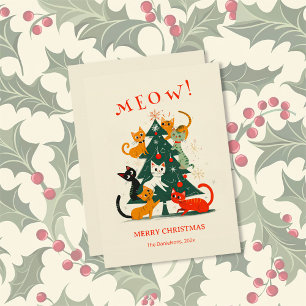 Cats on a Christmas Tree Holiday Card