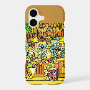 Cats on an Island Vacation in a Tiki Bar