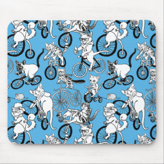Cats on Bikes pattern Mouse Pad