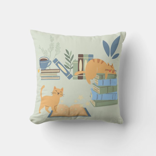 Cats on Books Cushion (Front)