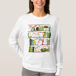 Cats On Bookshelf, Cat And Book Lover Gift T-Shirt