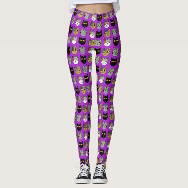 Cats on Purple Leggings (Front)