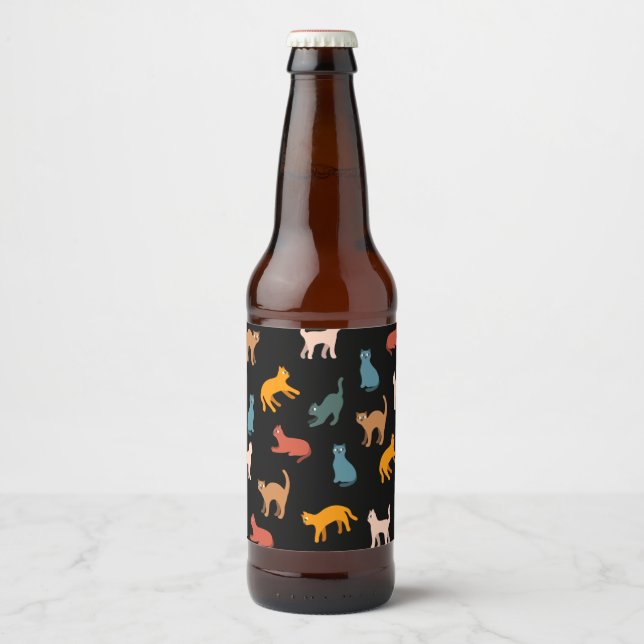 Cats on the black beer bottle label (Front)
