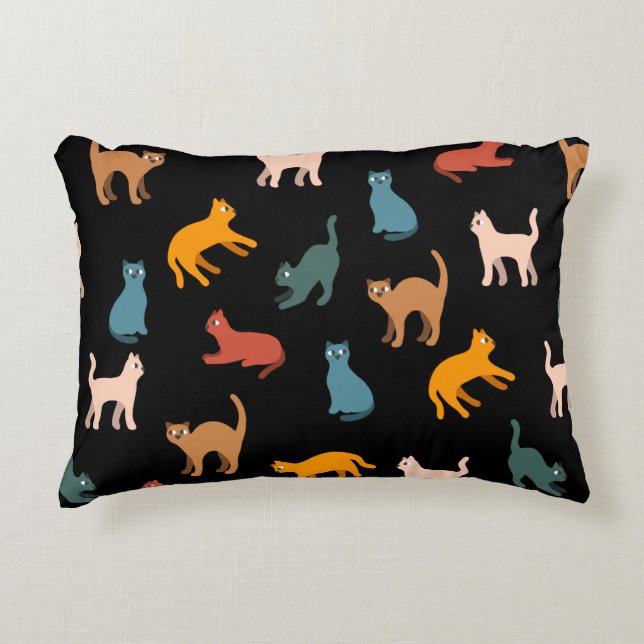Cats on the black decorative cushion (Front)