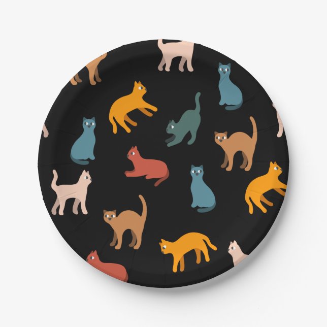 Cats on the black paper plate (Front)