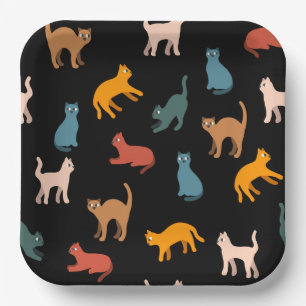 Cats on the black paper plate