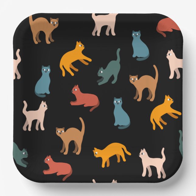 Cats on the black paper plate (Front)