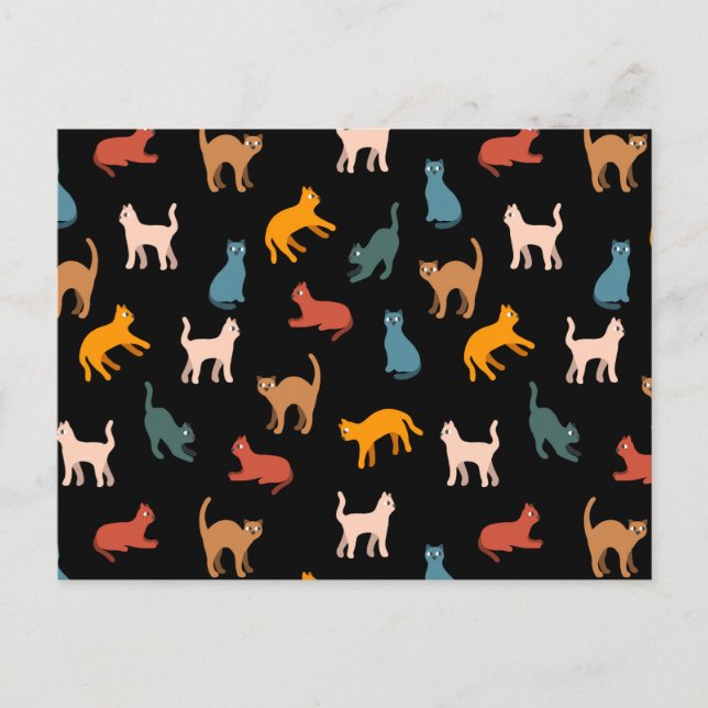 Cats on the black postcard (Front)