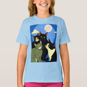 Cats on the Prowl Under the Full Moon T-Shirt