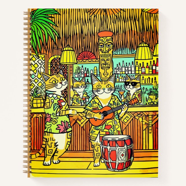 Cats on Vacation in a Tiki Bar Journal (Front)