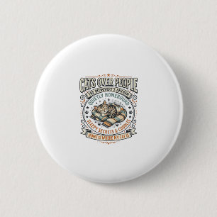 Cats Over People Cat Introvert Anti Social Vintage 6 Cm Round Badge