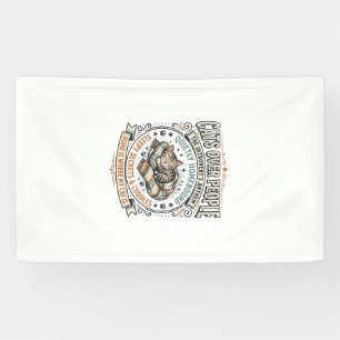 Cats Over People Cat Introvert Anti Social Vintage Banner