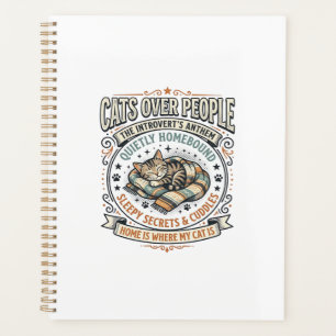 Cats Over People Cat Introvert Anti Social Vintage Planner