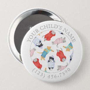 CATS PAJAMAS Child ID Button - White