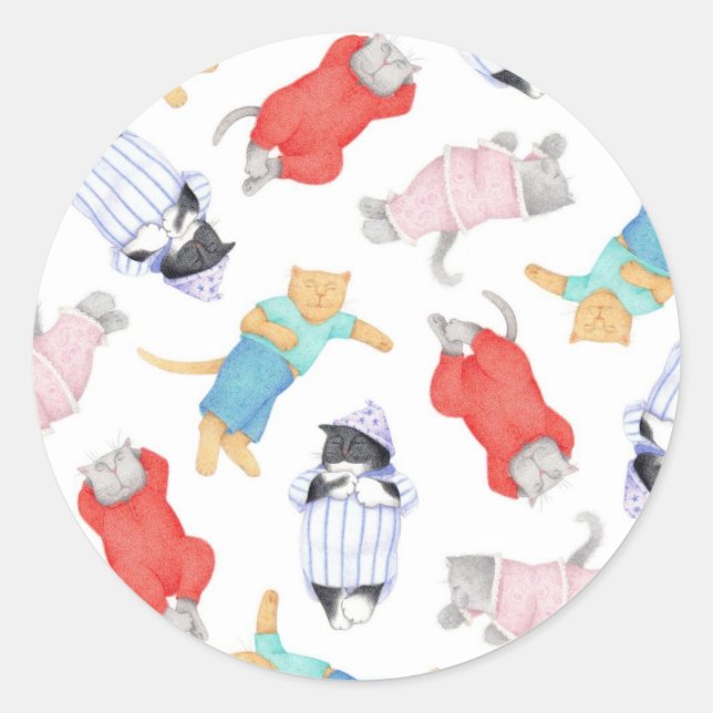 CATS PAJAMAS Large Round Stickers  (Front)