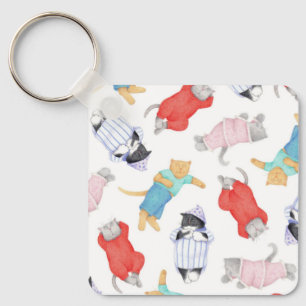 CATS PAJAMAS Metal Square Keychain