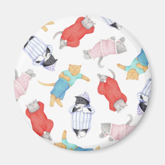 CATS PAJAMAS Round Magnet (Front)