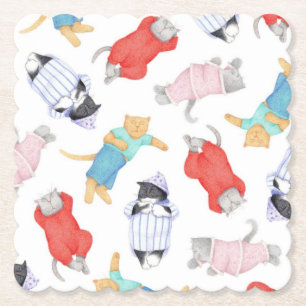 CATS PAJAMAS Scalloped Square Paper Coasters