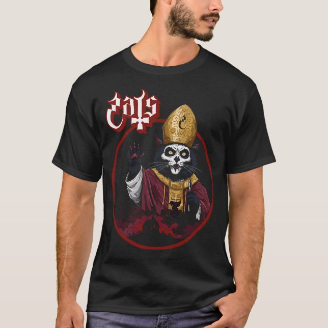Cats Papa Emeritus III Ghost Cat Version T-Shirt (Front)