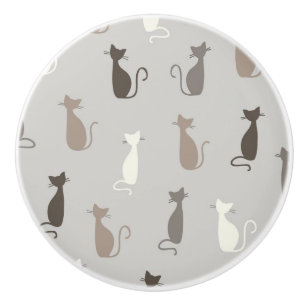 Cats pattern ceramic knob