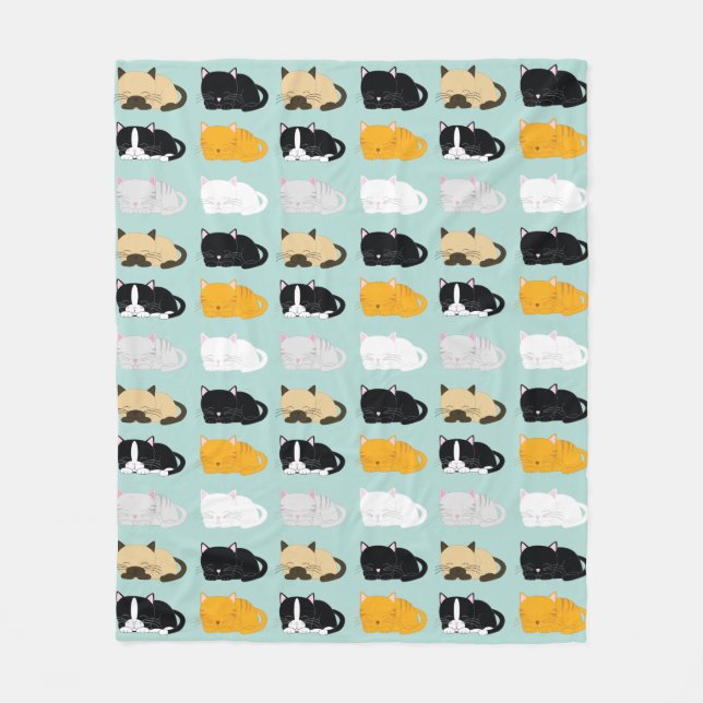 Cats Pattern Fleece Blanket (Front)