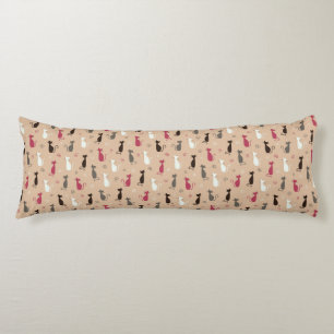 cats Pattern Pink Body Cushion
