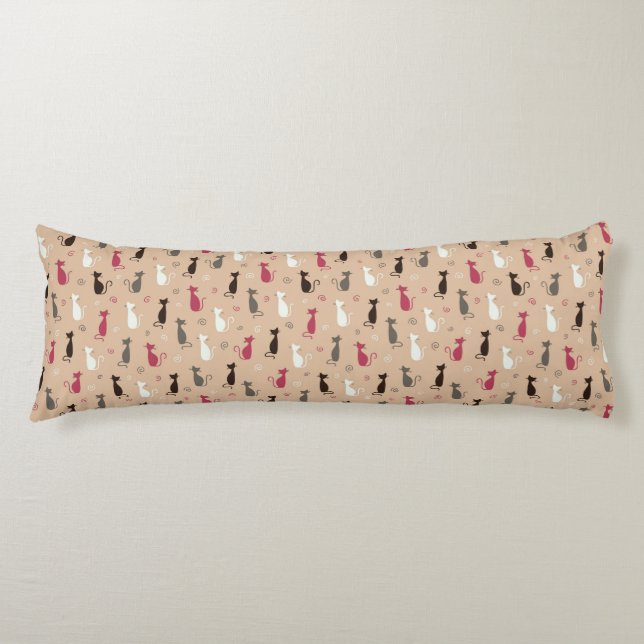 cats Pattern Pink Body Cushion (Front)