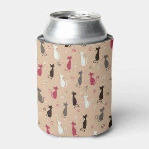 cats Pattern Pink Can Cooler