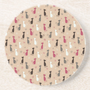 cats Pattern Pink Coaster