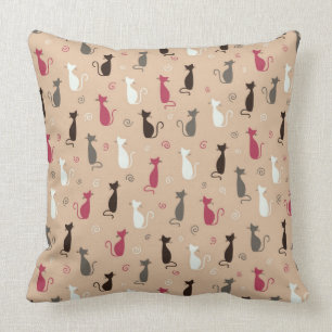 cats Pattern Pink Cushion