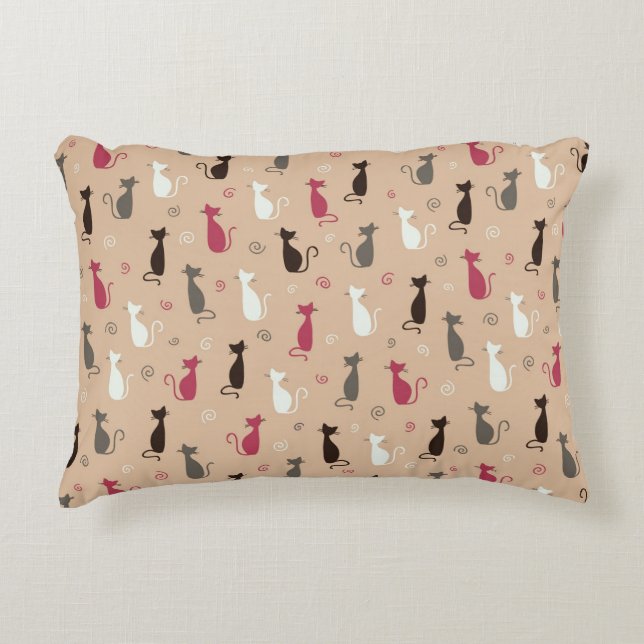 cats Pattern Pink Decorative Cushion (Front)