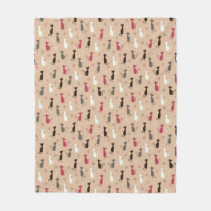 cats Pattern Pink Fleece Blanket