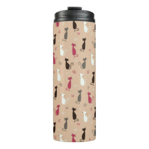 cats Pattern Pink Thermal Tumbler