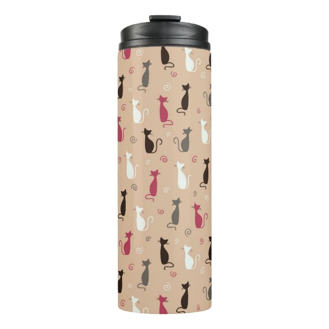 cats Pattern Pink Thermal Tumbler (Front)
