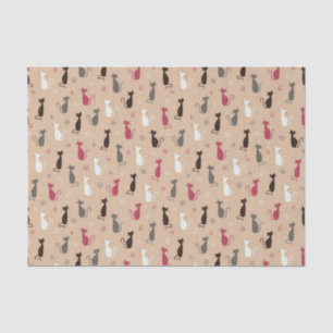 cats Pattern Pink Tissue Paper